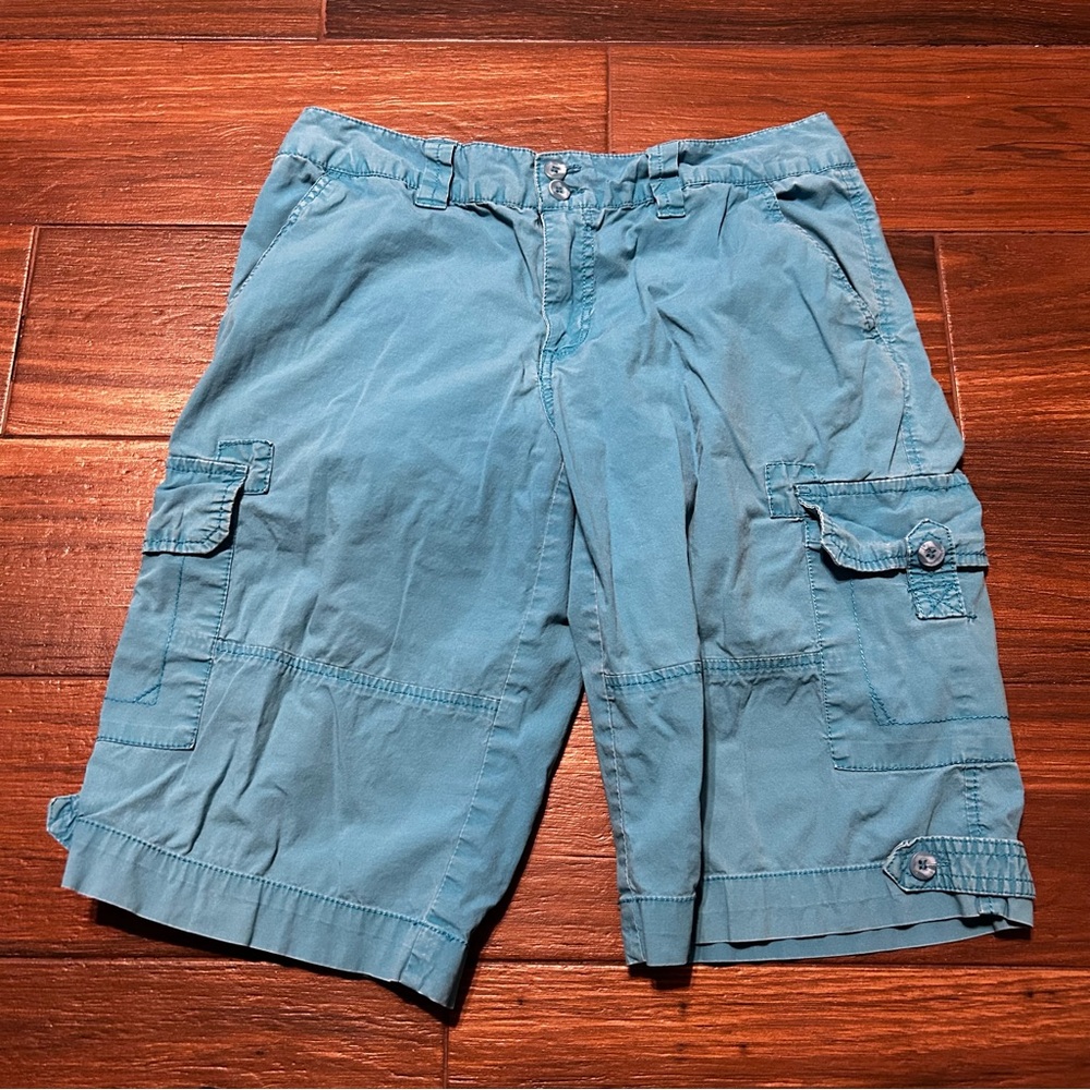 Caribbean Joe Women’s Cargo Shorts 8 Aqua‎ Blue 12” Inseam